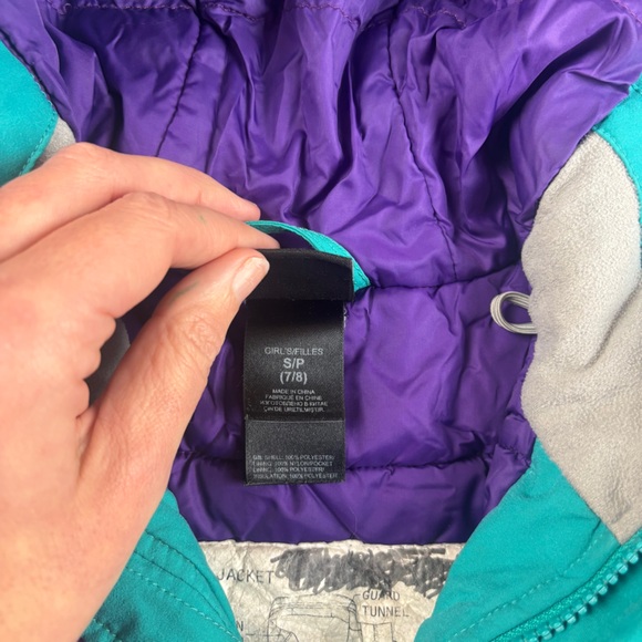 THE NORTH FACE Girls Teal/Purple Snow Ski Jacket Hooded Hy-vent size: Small 7/8 - Picture 4 of 10